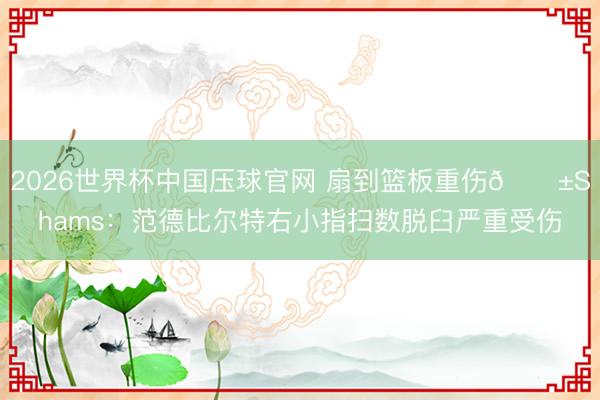 2026世界杯中国压球官网 扇到篮板重伤😱Shams：范德比尔特右小指扫数脱臼严重受伤