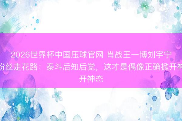 2026世界杯中国压球官网 肖战王一博刘宇宁带粉丝走花路：泰斗后知后觉，这才是偶像正确掀开神态
