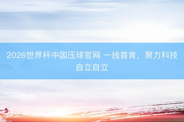 2026世界杯中国压球官网 一线首肯，聚力科技自立自立