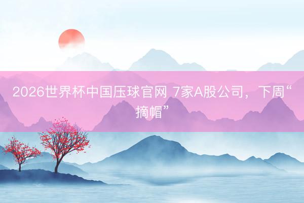 2026世界杯中国压球官网 7家A股公司，下周“摘帽”