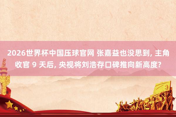 2026世界杯中国压球官网 张嘉益也没思到， 主角收官 9 天后， 央视将刘浩存口碑推向新高度?
